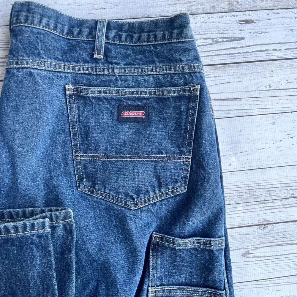 Genuine Dickies Carpenter Jeans Mens Dark Wash Denim Utility Workwear Streetwear